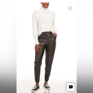 SPANX Black Faux Leather Jogger Pants